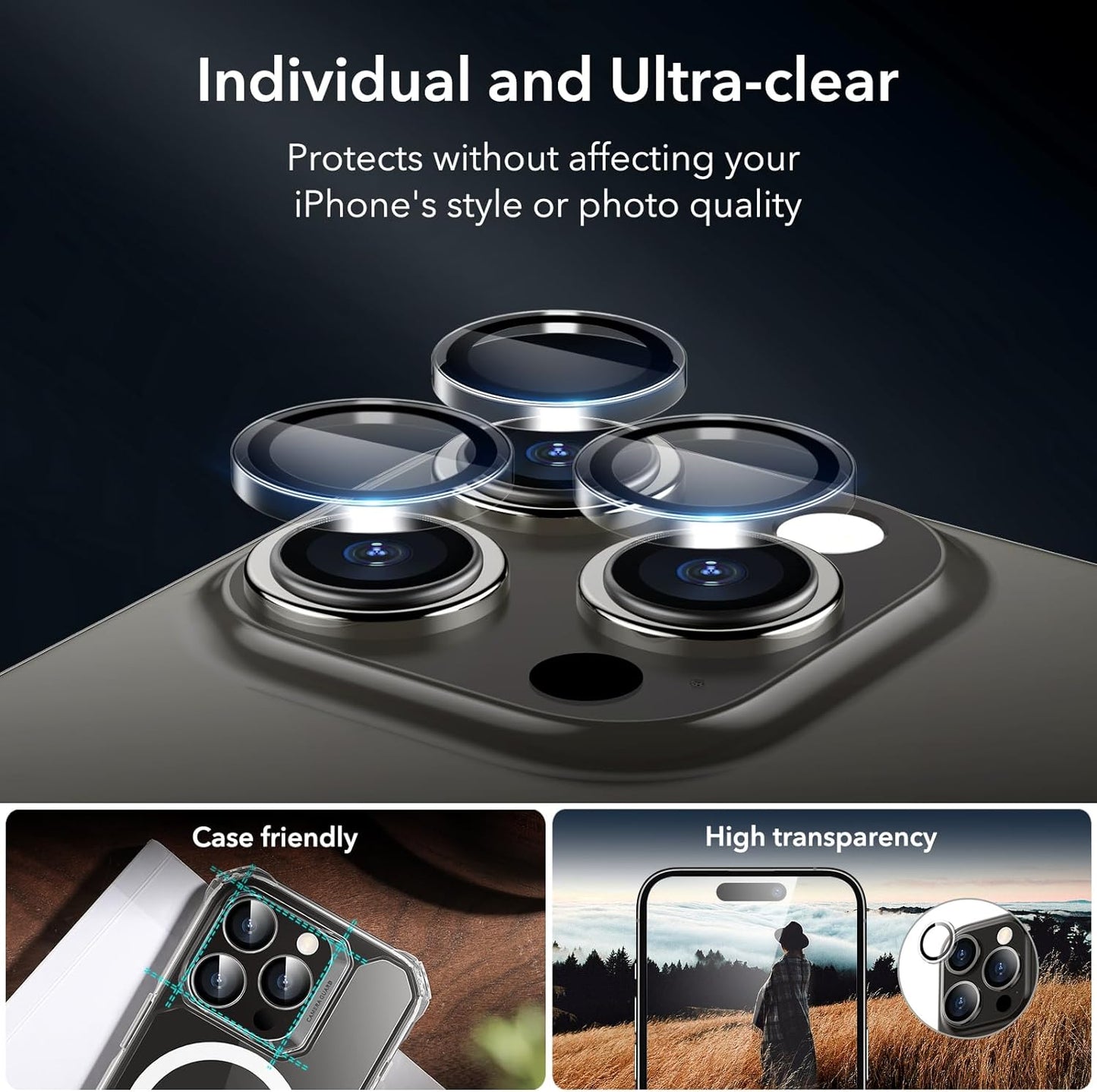 Premium iPhone 15 Pro Max Screen Protectors - 3 Pack + Lens Protector Top Class