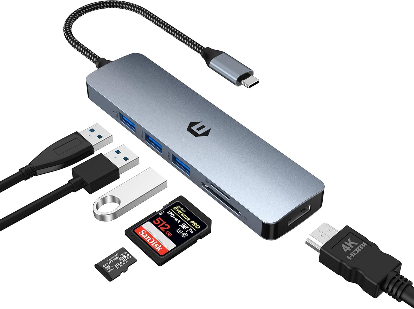 USB C Docking Station 6 in 1 for Mac Pro/Air Dell Surface HP SurffaceBook etc