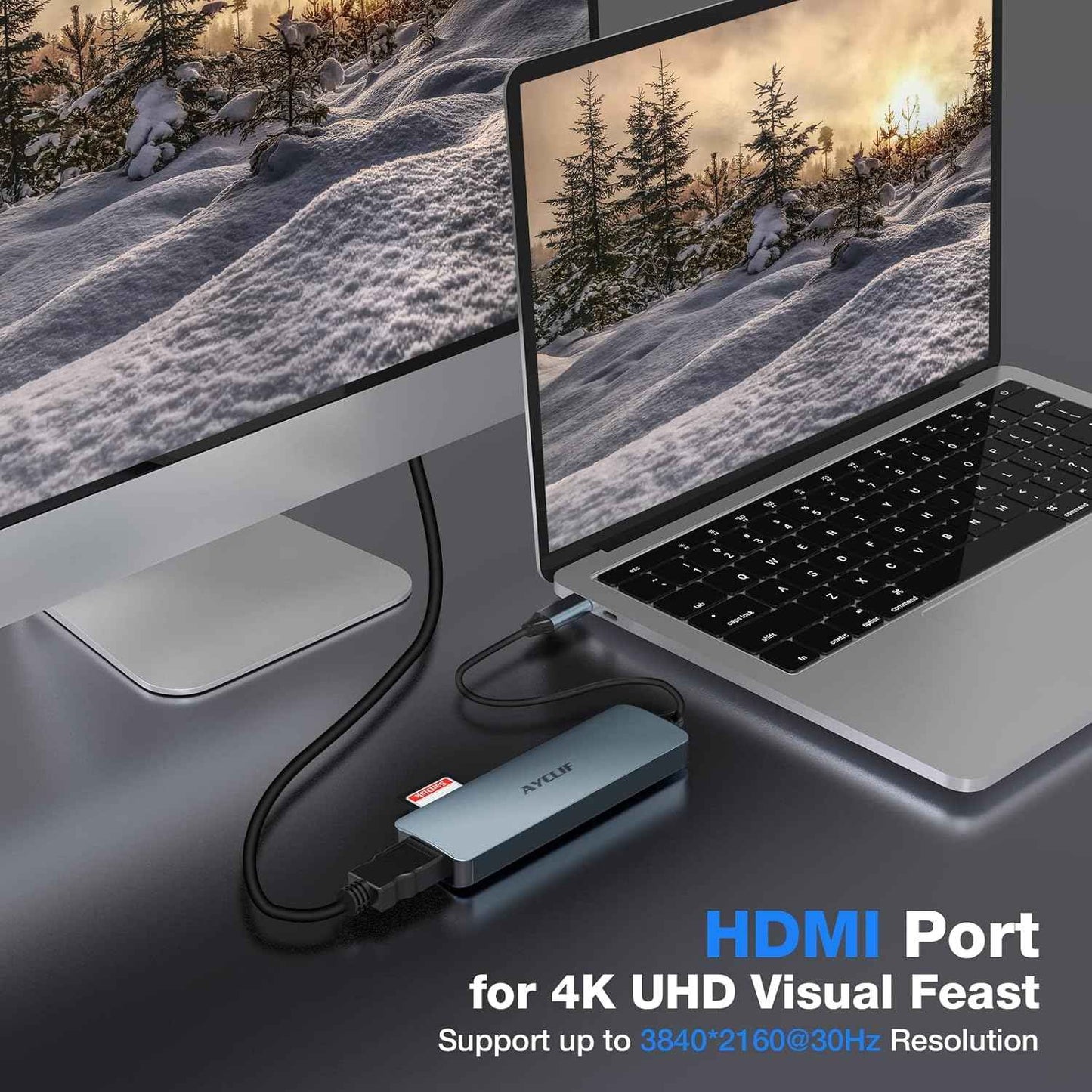 Docking Station 6 in 1 with 4K HDMI Output PD 100W USB 3.0 TF Card Reader