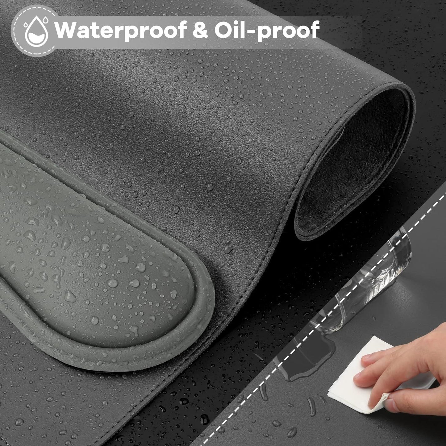 Desk Protector Faux Leather Multifunctional Office 80cm * 40cm - Truffle Grey