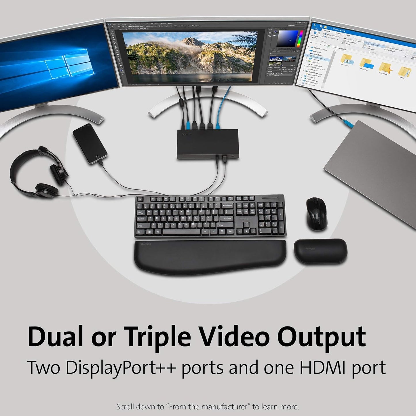 Kensington Universal Docking Station Triple Display Hub for MacBook and Windows