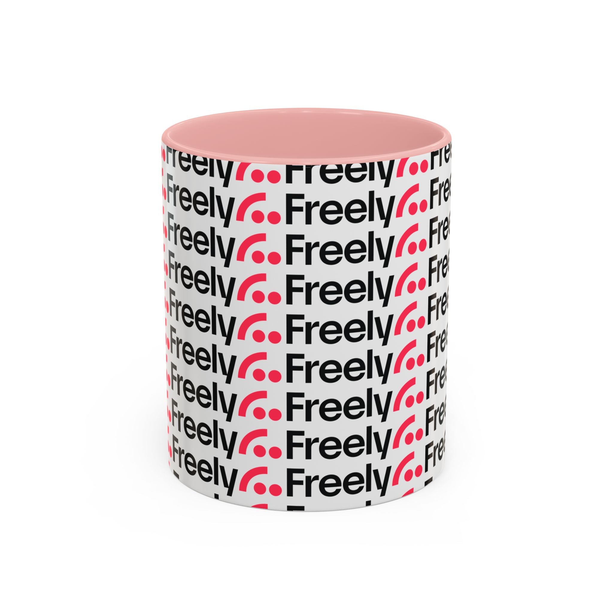 Freely UK TV Pattern Accent Coffee Mug — 11/15oz Repeating Logo Ceramic Mug