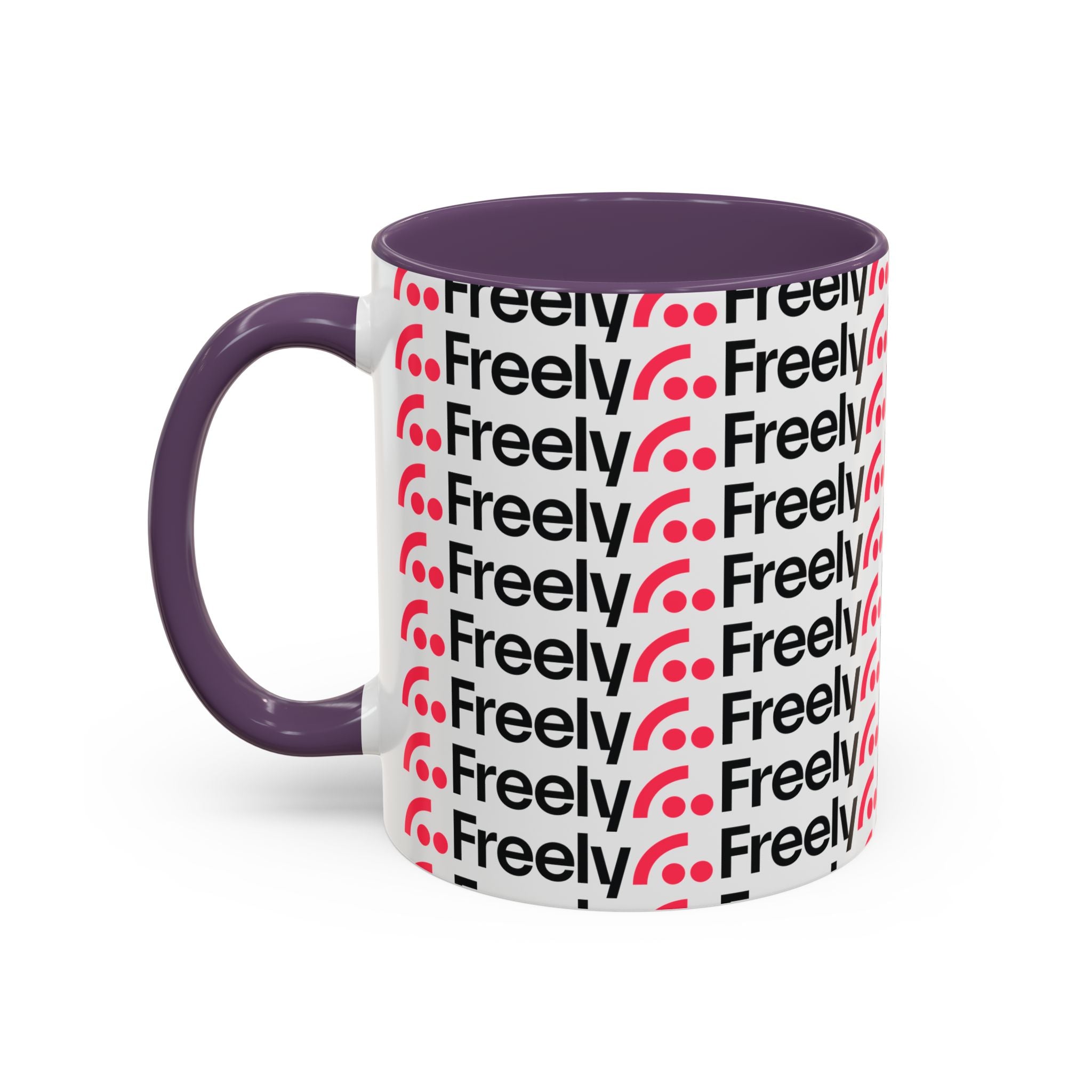 Freely UK TV Pattern Accent Coffee Mug — 11/15oz Repeating Logo Ceramic Mug