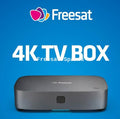 UHD-X 4K Streamer Smart Box by Freesat with 4K TV Box text on blue background