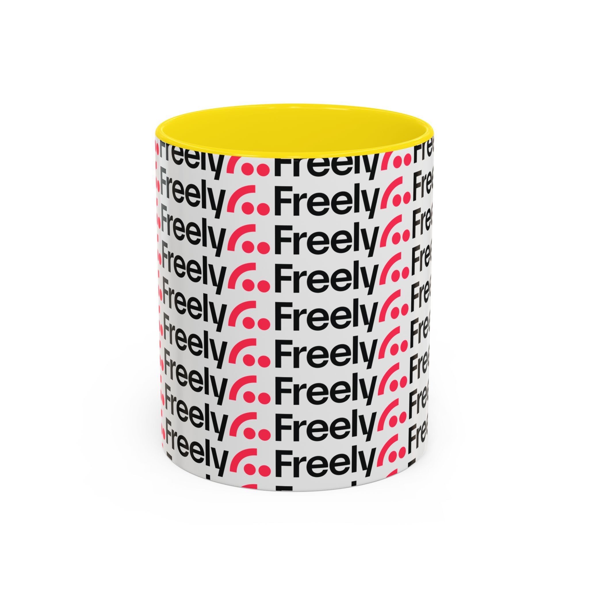 Freely UK TV Pattern Accent Coffee Mug — 11/15oz Repeating Logo Ceramic Mug