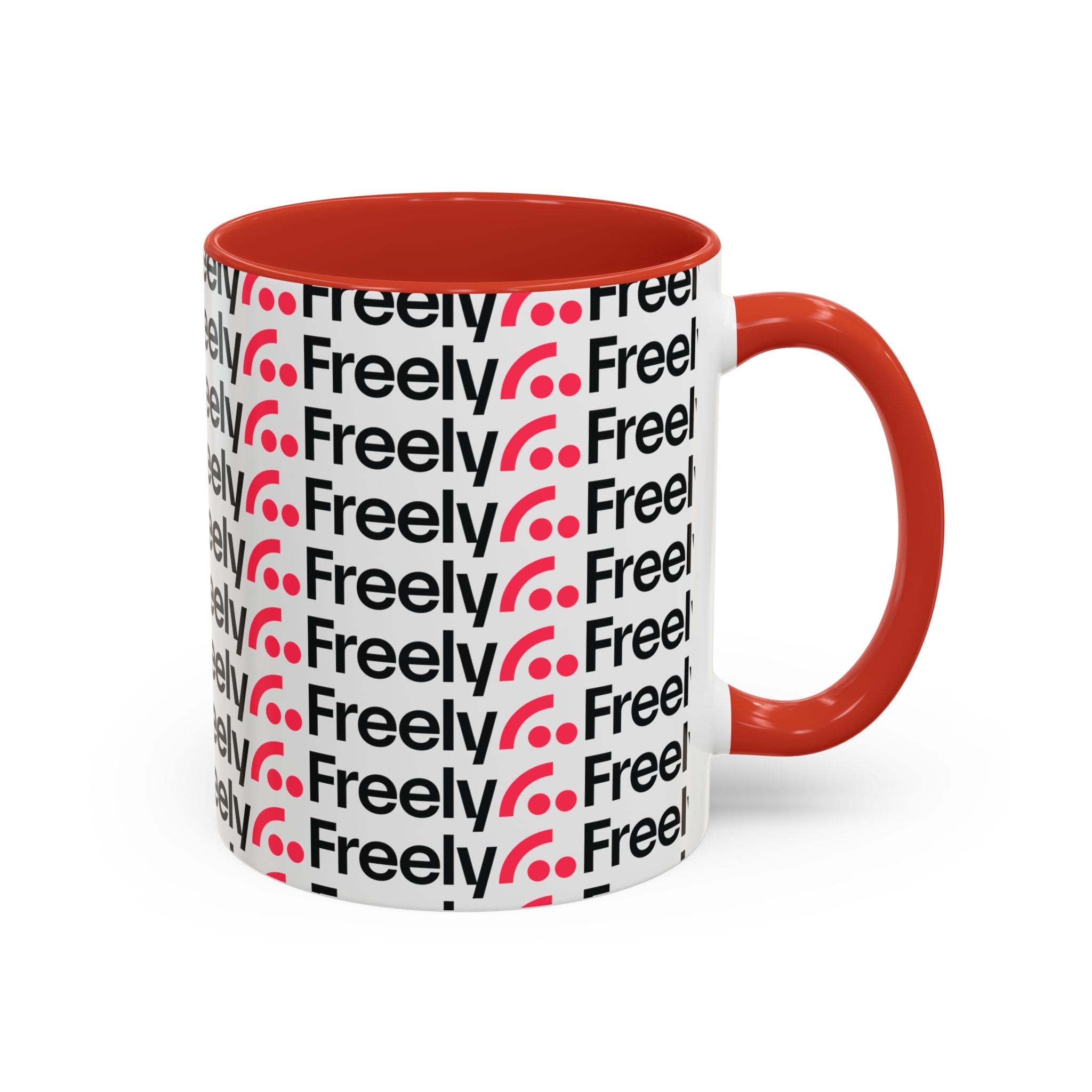 Freely UK TV Pattern Accent Coffee Mug — 11/15oz Repeating Logo Ceramic Mug