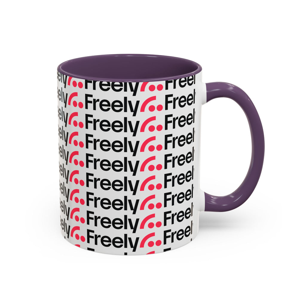 Freely UK TV Pattern Accent Coffee Mug — 11/15oz Repeating Logo Ceramic Mug