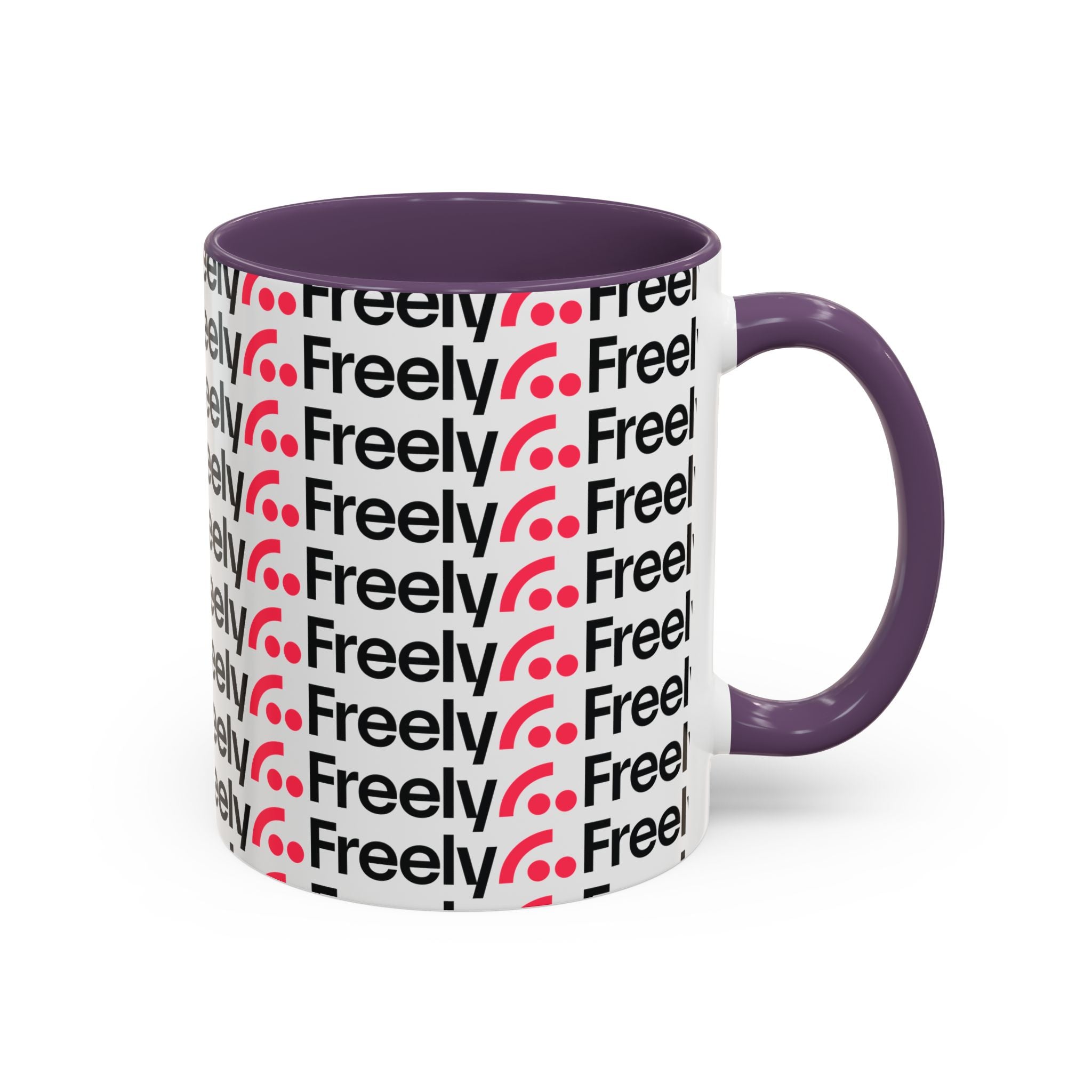 Freely UK TV Pattern Accent Coffee Mug — 11/15oz Repeating Logo Ceramic Mug