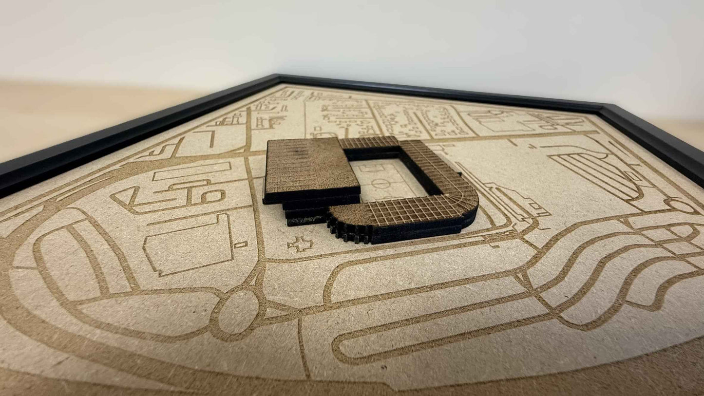 LUFC Elland Road Stadium Print Framed 3D Laser Burned Elland Road Stadium Art