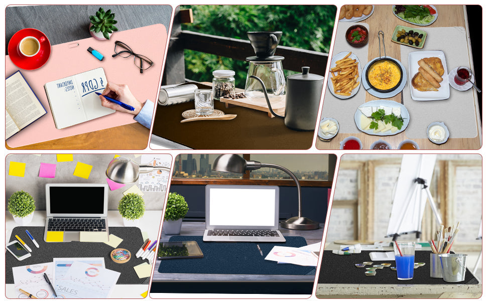 Desk Protector Waterproof Desk Pad Premium PU Leather Colour Titanium Silver