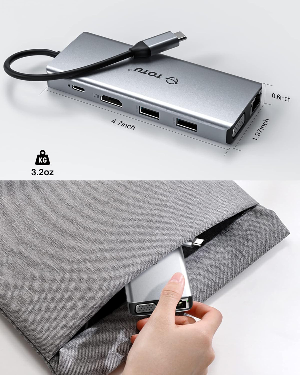 Docking Station 11 - in - 1 Adapter with Ethernet 4K HDMI VGA USB3.0 USB2.0 SD/TF - Freesat Spares