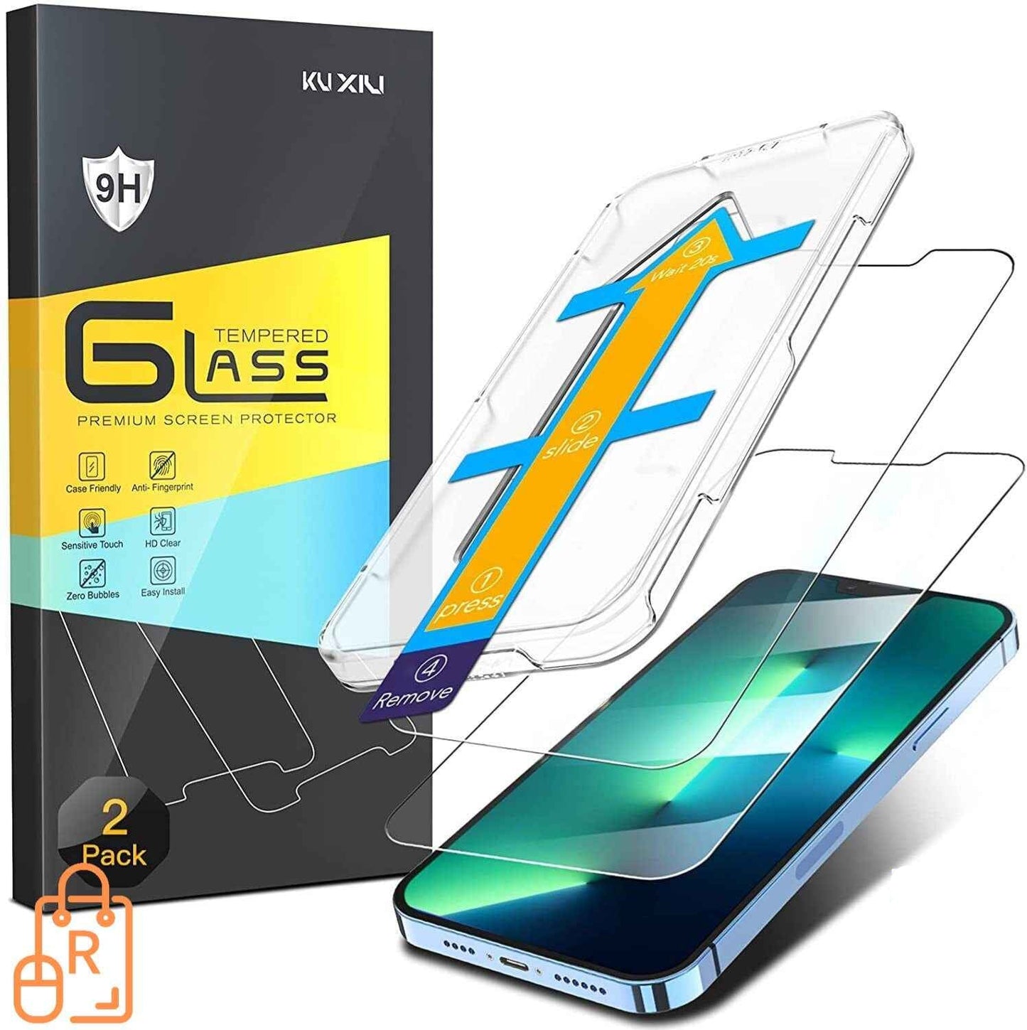 iPhone 13 & 13 Pro Tempered Glass Screen Protectors with Auto-Alignment Kit