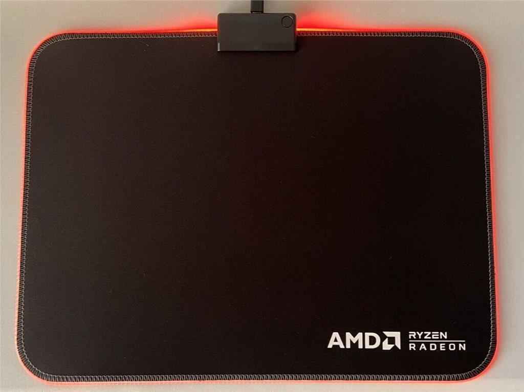 Gaming Mouse Pad AMD Red Led Light-Up Anti Slip 36.5 X 25.5cm for PC and Laptop