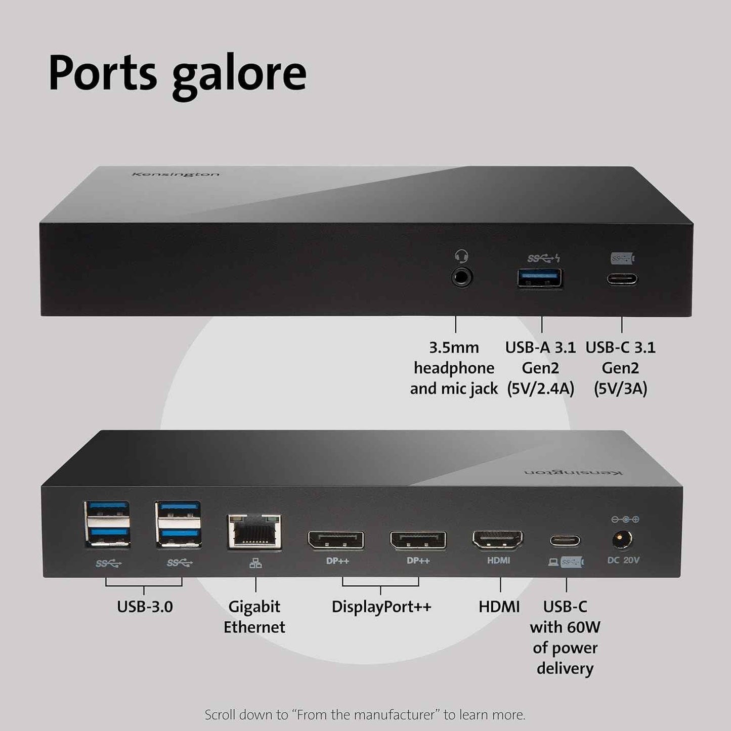Kensington Universal Docking Station Triple Display Hub for MacBook and Windows - Freesat Spares