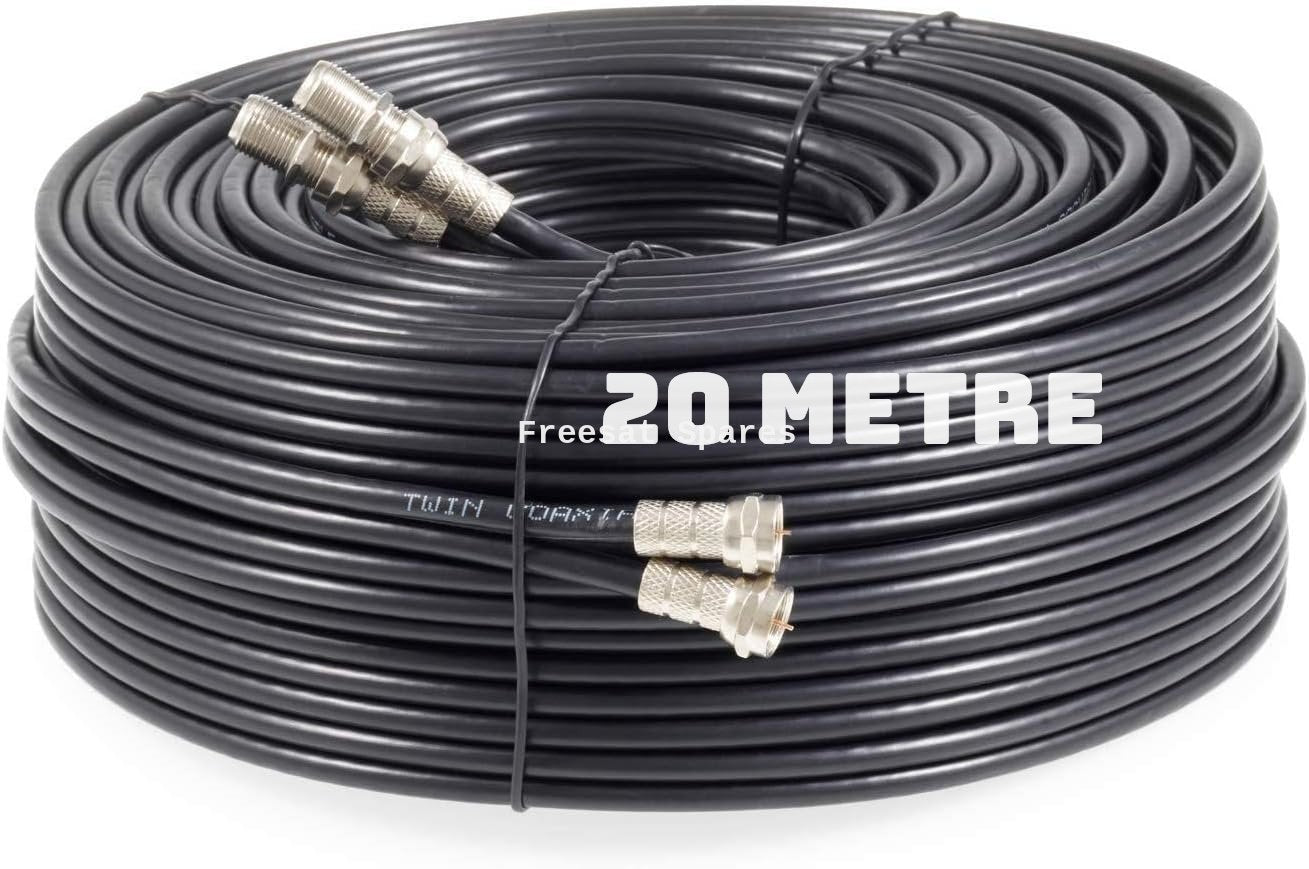 Dual coax satellite cable with F connectors