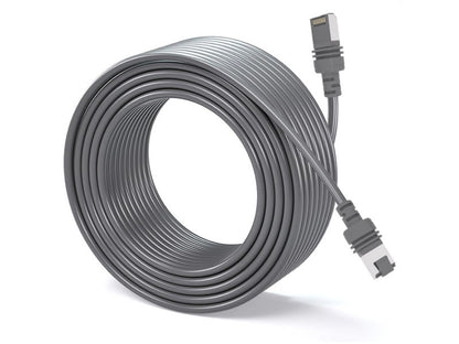 Coiled gray Starlink extension cable with sealed plug connectors at each end