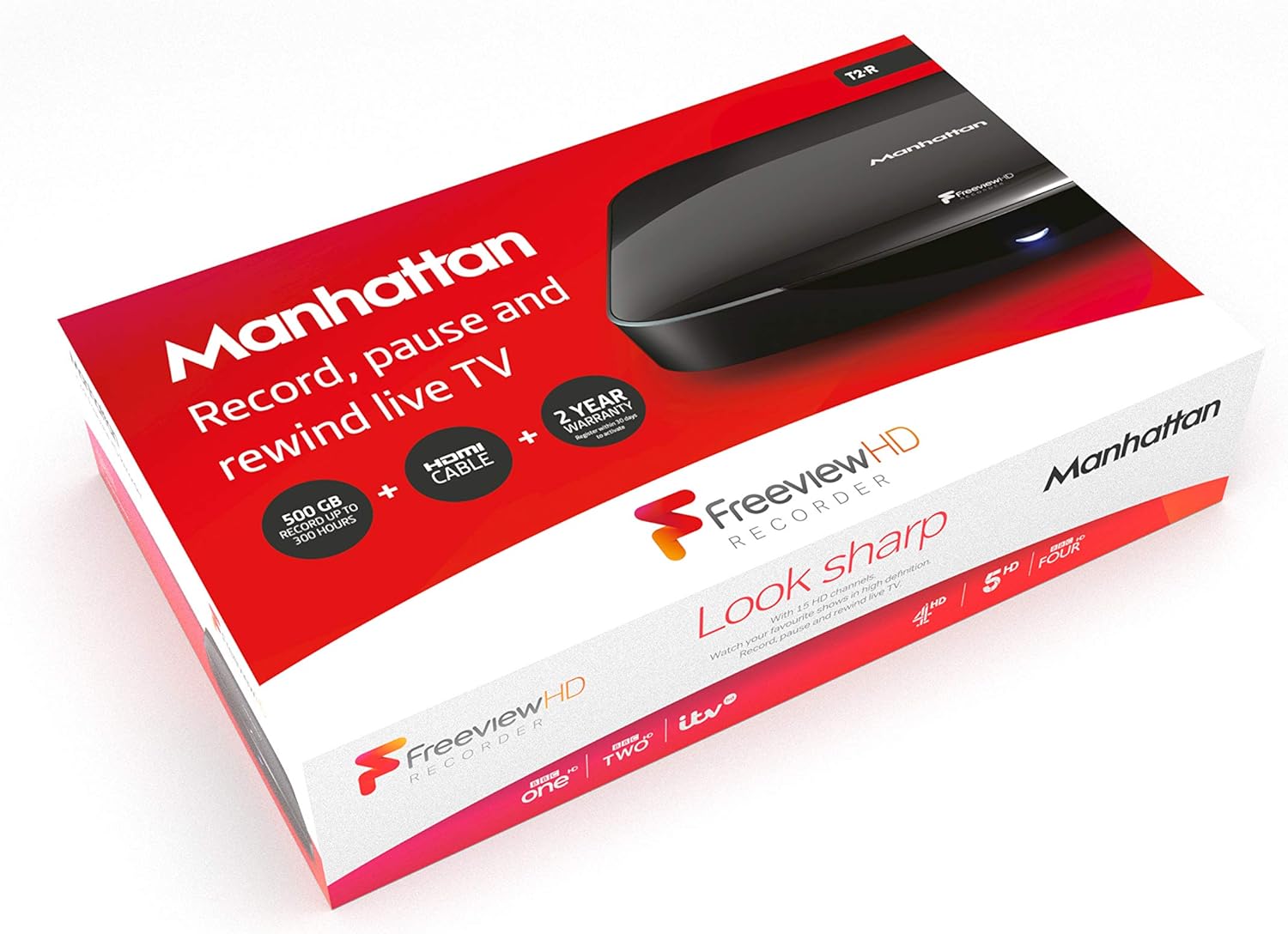 Manhattan T2-R 500 GB Freeview HD Recorder - Black [Used] - Manhattan T2 R 500gb Freeview High Definition Recorder