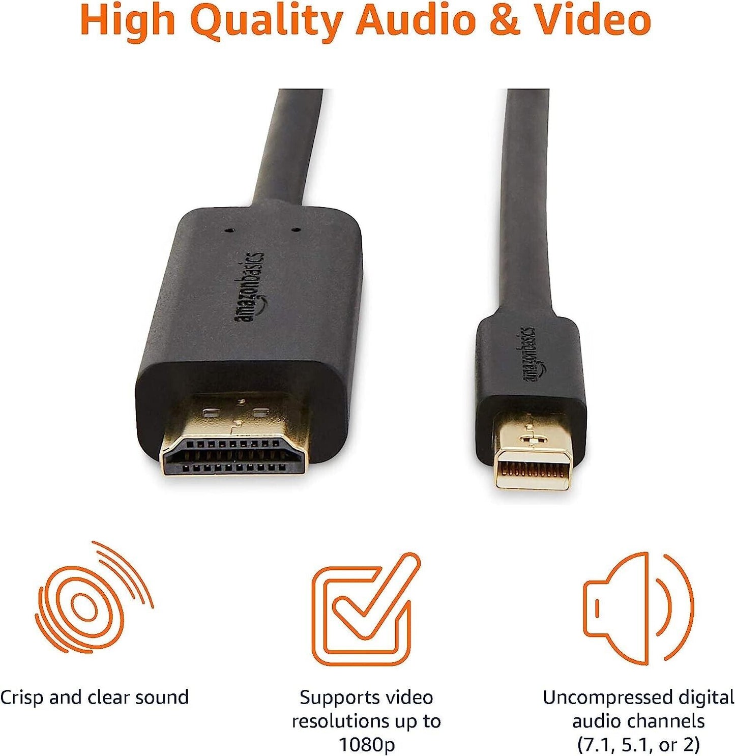 Mini DisplayPort to HDMI Cable Works With MacBook, MS Surface Dock 0.9m/3ft - Freesat Spares