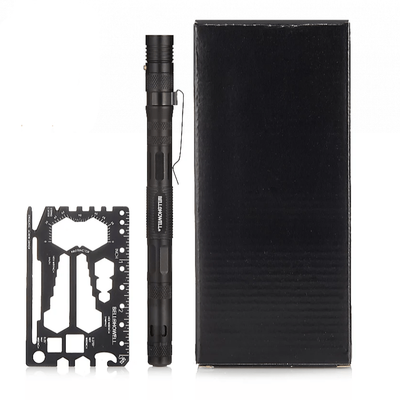 Multi Functional Tac Pen 9 in 1 High Grade Aluminium With Wallet Tool Card - Freesat Spares