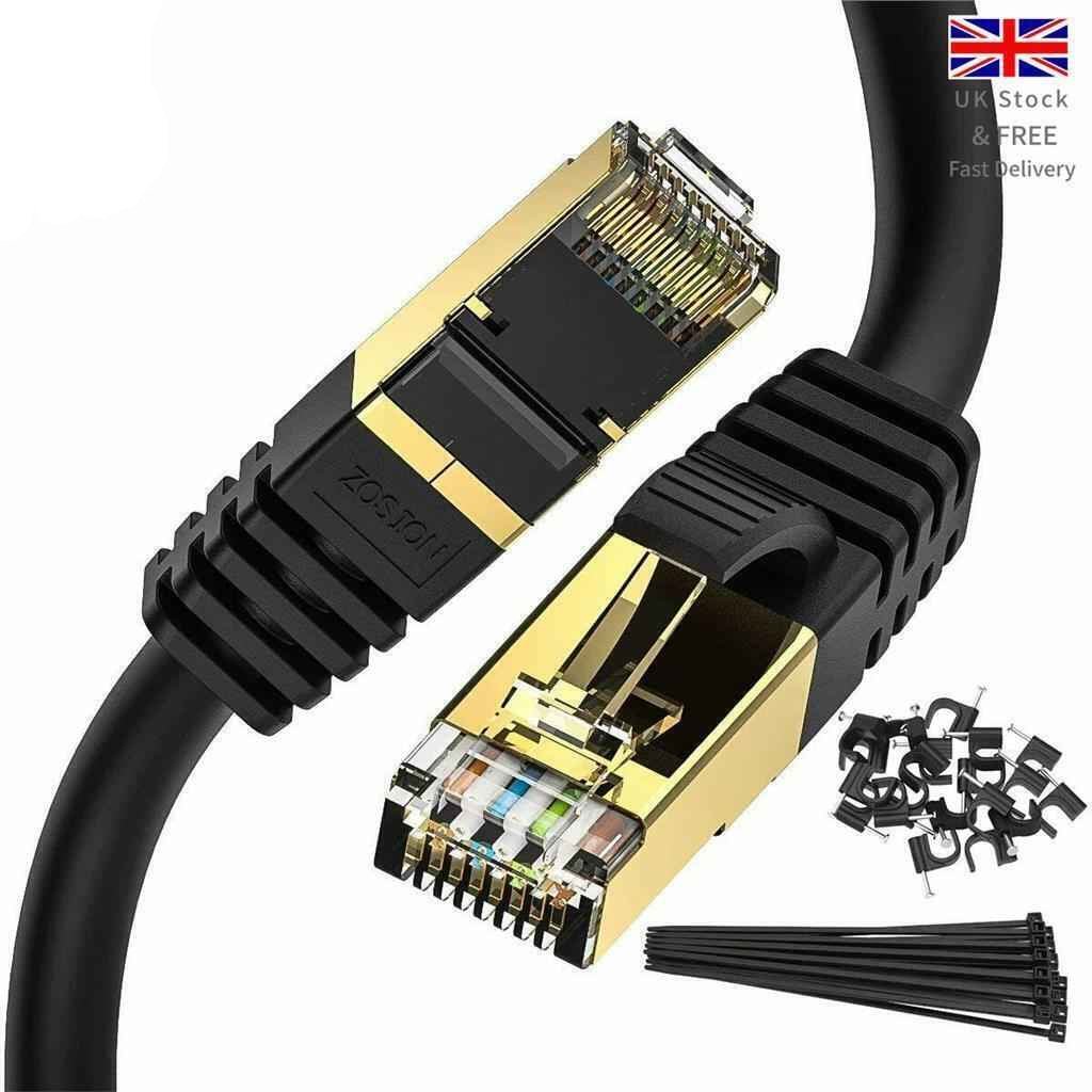 Network Cable RJ45 CAT8 40Gbps Network Gold Plated Fast Internet Patch Lead - Freesat Spares