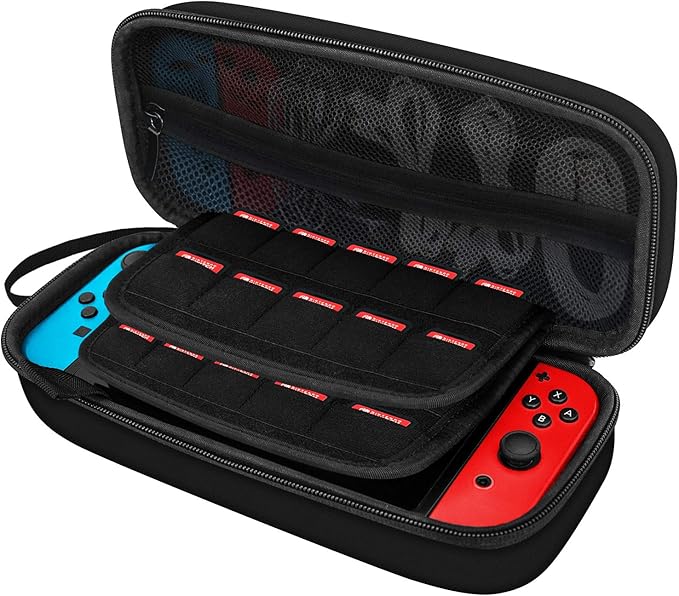 Nintendo Switch Carry Case 20 Game Cartridge Holders Plus Space for Joycons etc - Freesat Spares
