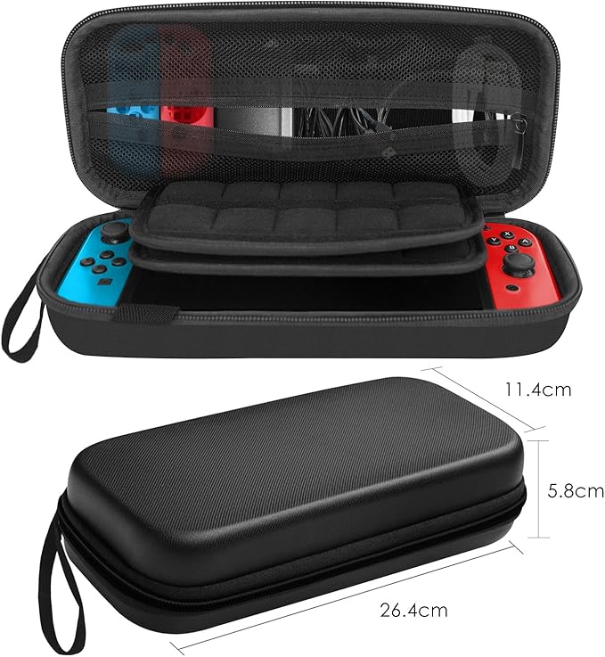 Nintendo Switch Carry Case 20 Game Cartridge Holders Plus Space for Joycons etc - Freesat Spares