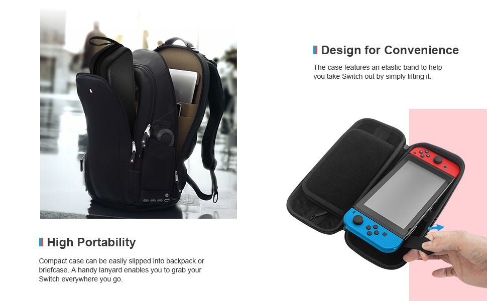 Nintendo Switch Carry Case 20 Game Cartridge Holders Plus Space for Joycons etc - Freesat Spares