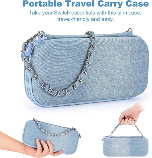 Nintendo Switch Case 13 in 1 Switch Accessories Denim Case with 9 Card Slots - Freesat Spares