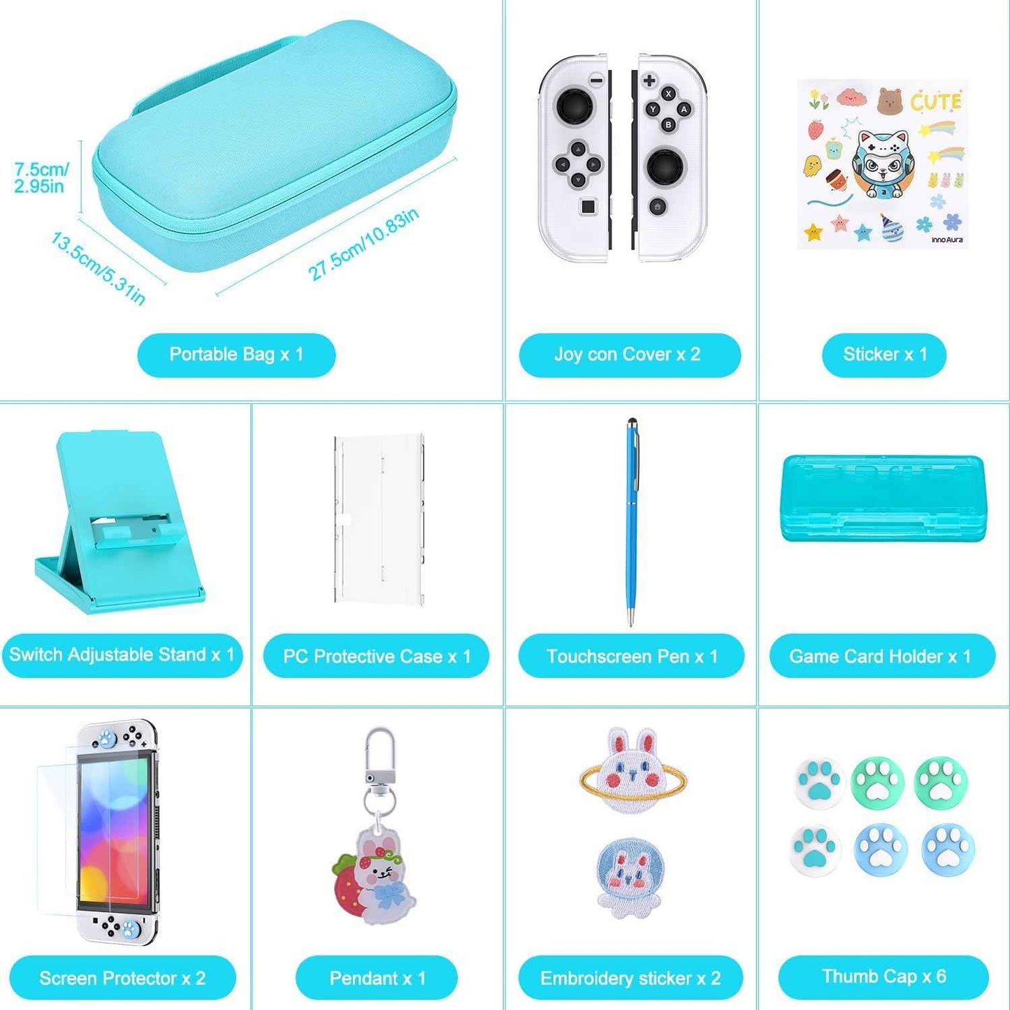 Nintendo Switch OLED Case 19 - in - 1 Bundle Carrying Case With Loads of Extras! - Freesat Spares