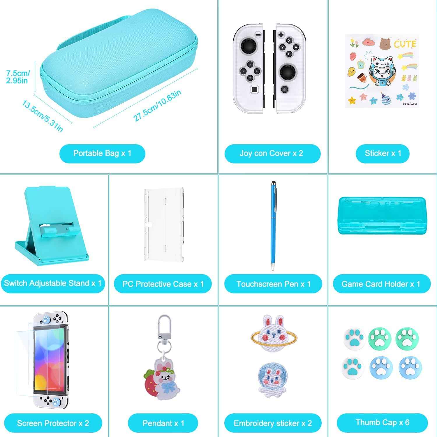 Nintendo Switch OLED Case 19 - in - 1 Bundle Carrying Case With Loads of Extras! - Freesat Spares