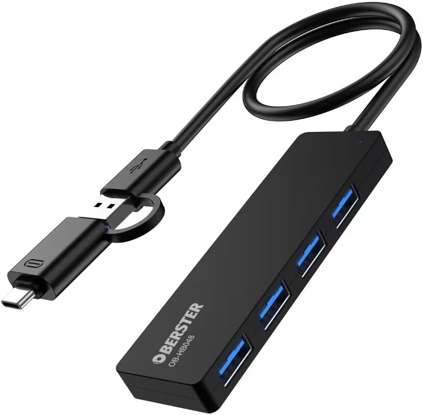 OBERSTER USB C Hub 4 - Port USB C Splitter for Mac Xbox Surface PC Etc Ultra Slim - Freesat Spares