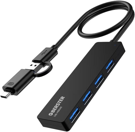 OBERSTER USB C Hub 4 - Port USB C Splitter for Mac Xbox Surface PC Etc Ultra Slim - Freesat Spares