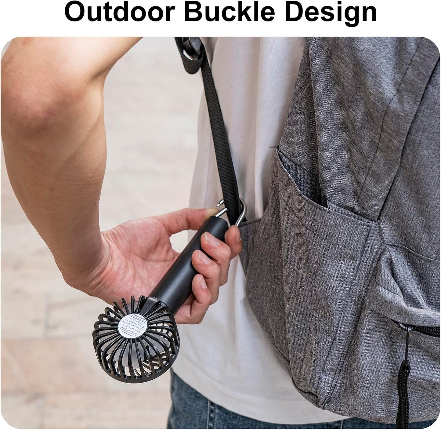 Portable Hand - held Fan Mini Fan Cooling USB Rechargeable 3 Speed With Clip Black - Freesat Spares