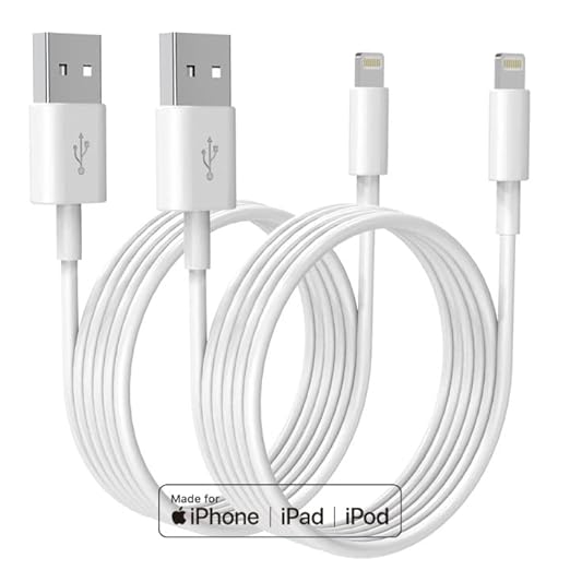 Premium iPhone USB - A to Lightning Charging Cable MFi Certified 2m Each 2 Pack - Freesat Spares