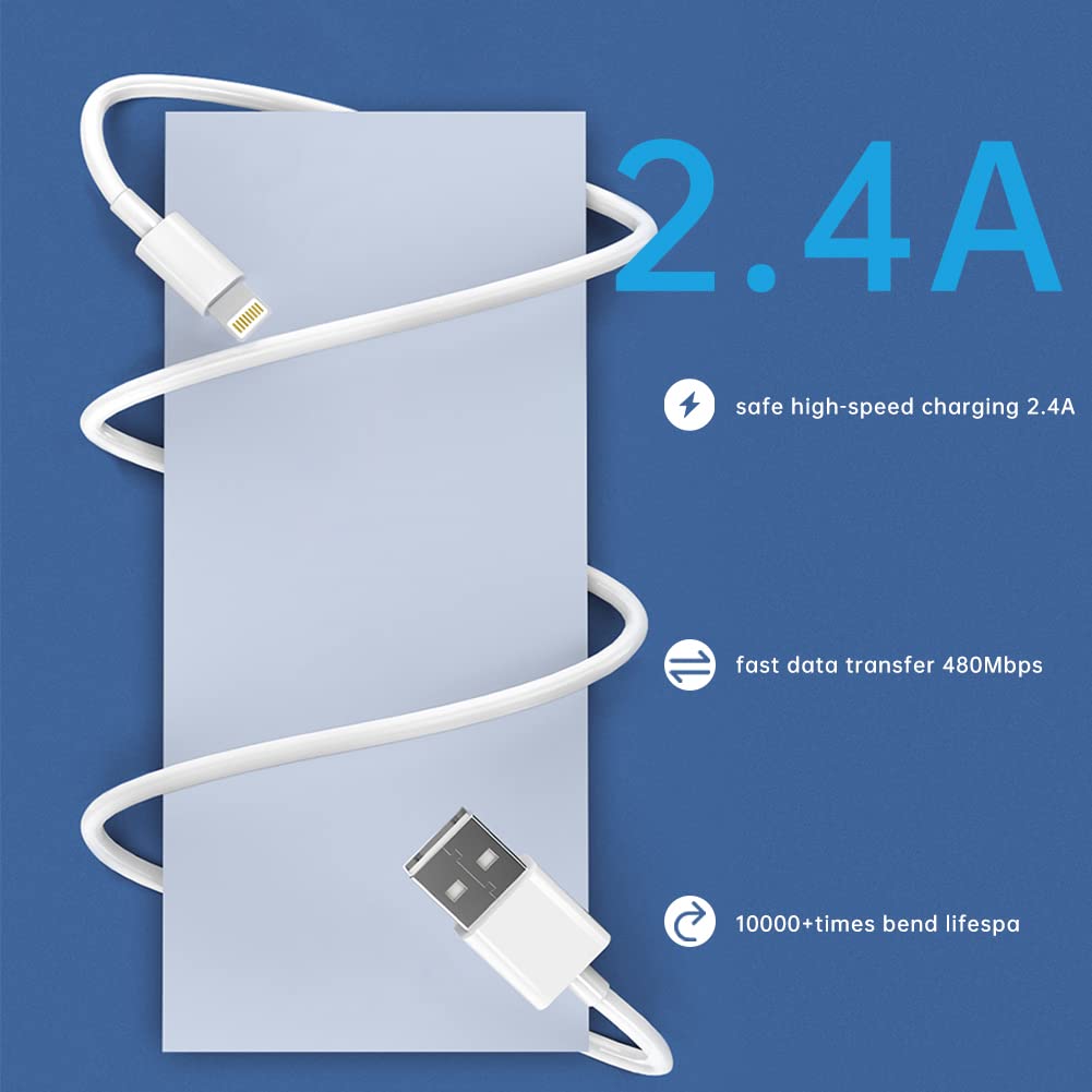Premium iPhone USB - A to Lightning Charging Cable MFi Certified 2m Each 2 Pack - Freesat Spares