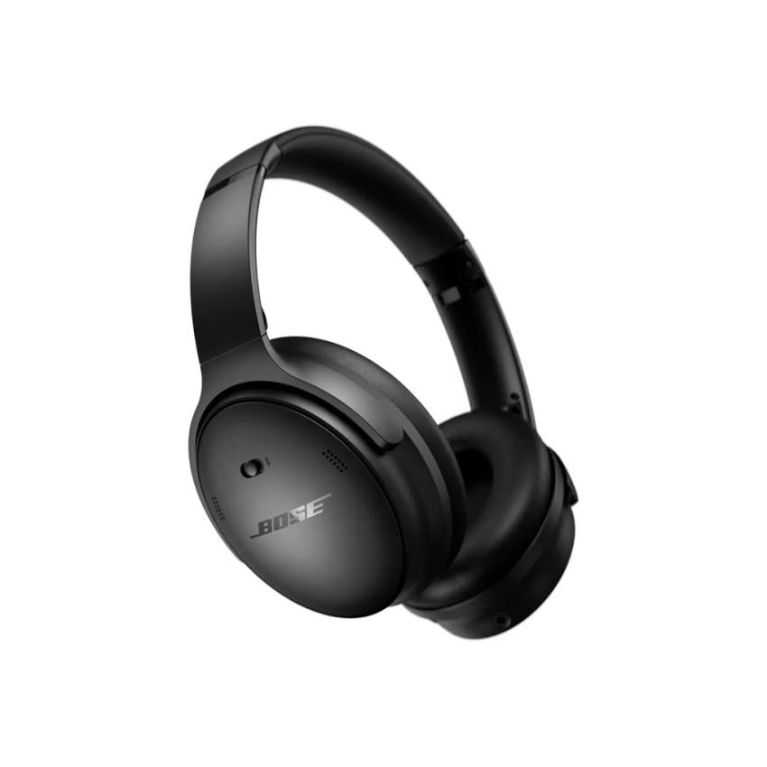 Black Bose QuietComfort wireless over-ear headphones with active noise cancellation