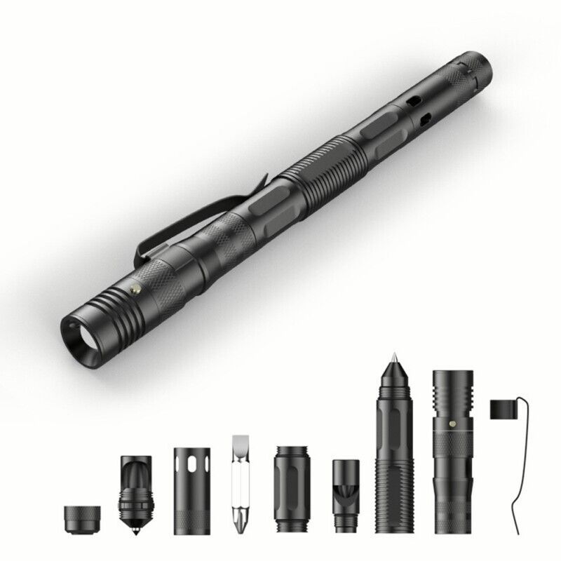 Tac Pen Multi Functional 9 in 1 High Grade Aluminium With Wallet Card Tool 2 pk