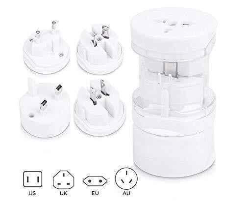 Travel Plug Universal Worldwide Charger Power Adapter US, EU, UK, AU - White