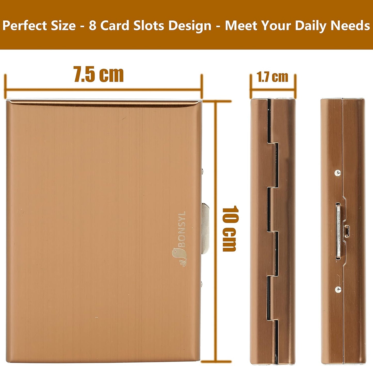 Stainless Steel Credit Card Holder RFID Blocking Slim Credit Card Case 8 Cards - Freesat Spares