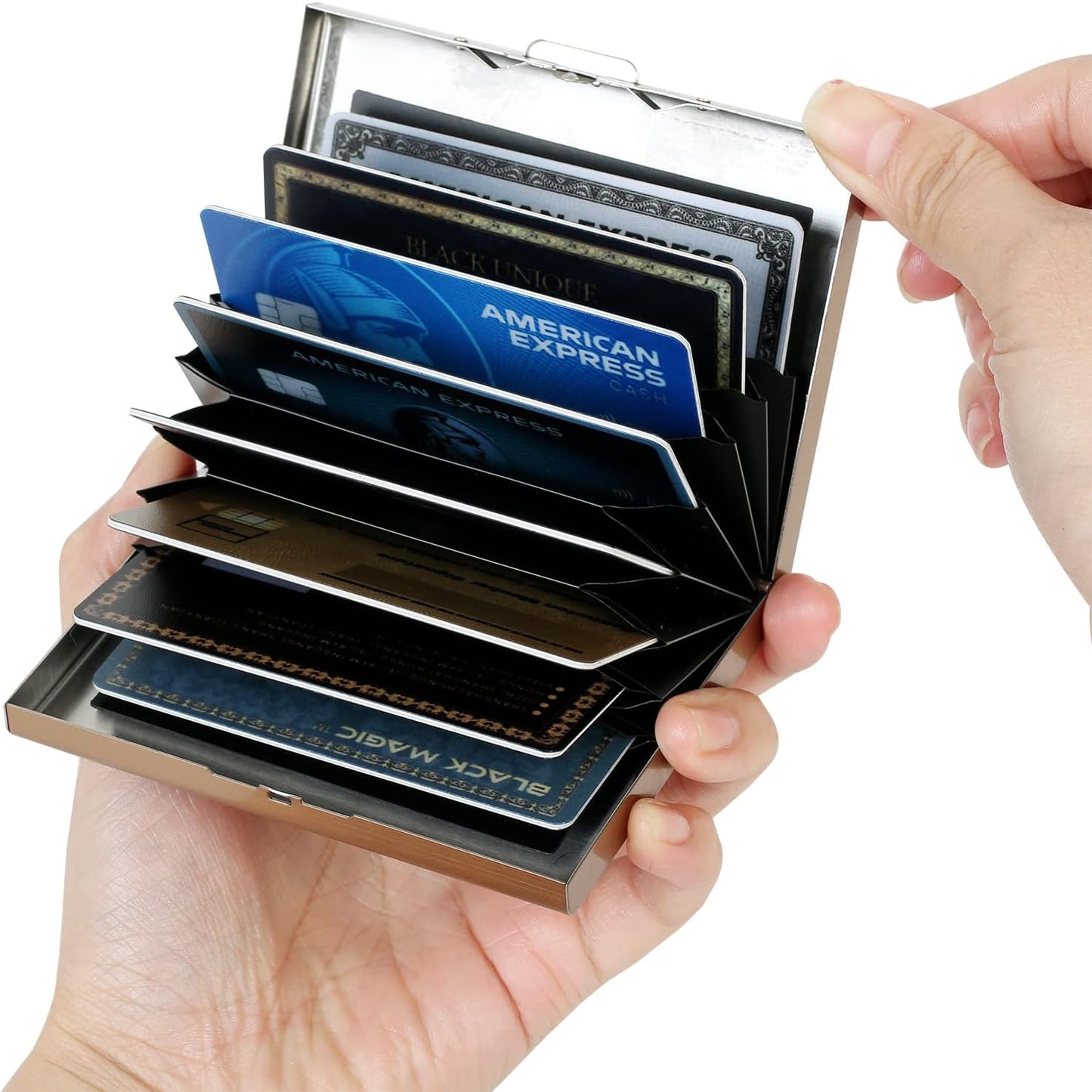 Stainless Steel Credit Card Holder RFID Blocking Slim Credit Card Case 8 Cards - Freesat Spares