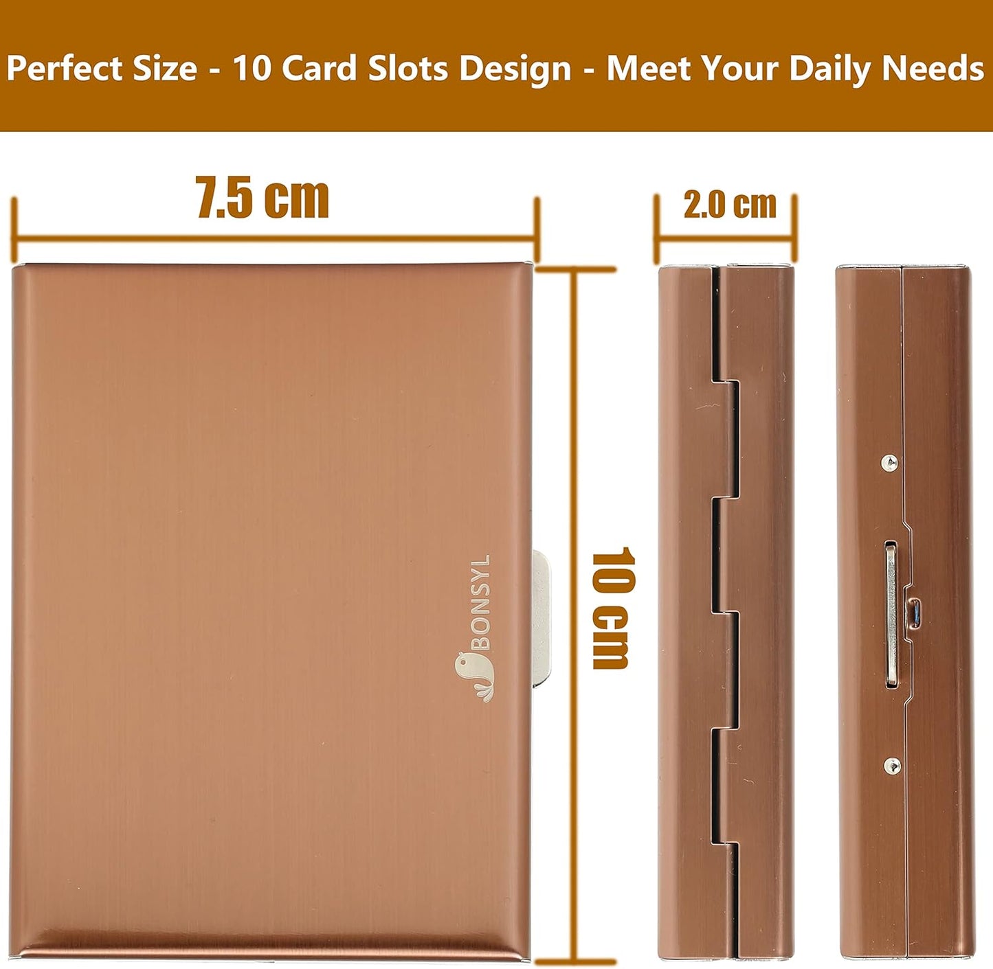 Stainless Steel Credit Card Holder RFID Blocking Slim Credit Card Case 8 Cards - Freesat Spares