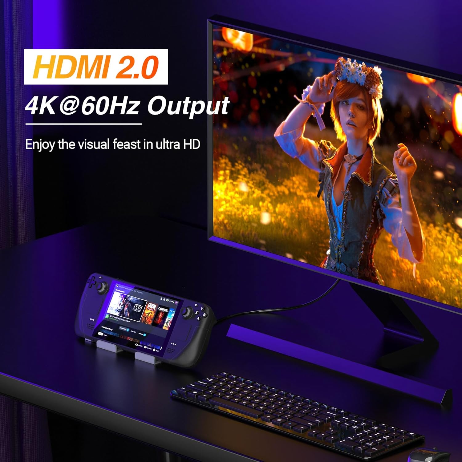 Steam Docking Station 6 in 1 USB C HDMI 2.0 4K@60Hz Ethernet USB A 3.0 and USB C - Freesat Spares