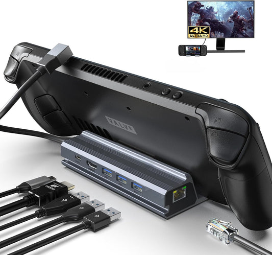Steam Docking Station 6 in 1 USB C HDMI 2.0 4K@60Hz Ethernet USB A 3.0 and USB C - Freesat Spares