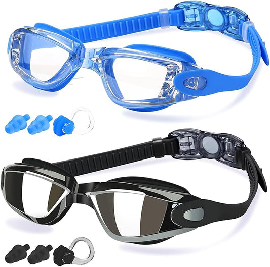 Swimming Goggles 2 Pk for Adult Men Women Kids Anti - Fog UV Protection No Leaking - Freesat Spares