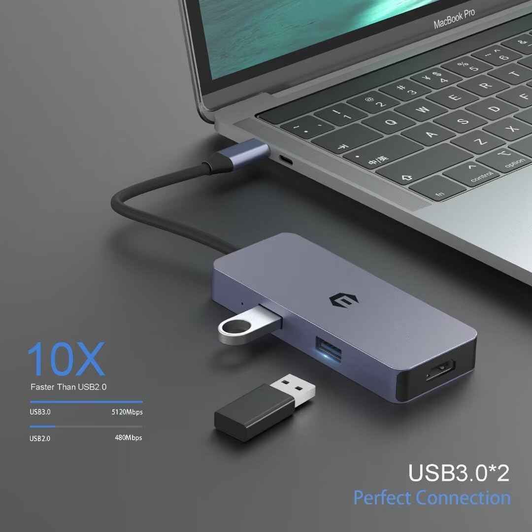 USB C Docking Station 6 in 1 for Mac Pro/Air Dell Surface HP Surface Book etc - Freesat Spares