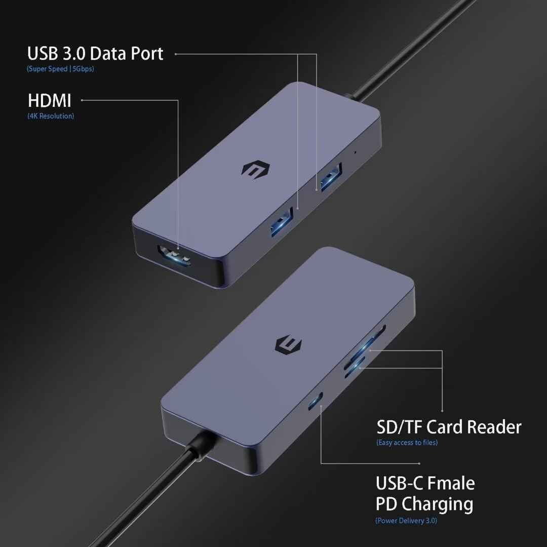 USB C Docking Station 6 in 1 for Mac Pro/Air Dell Surface HP Surface Book etc - Freesat Spares
